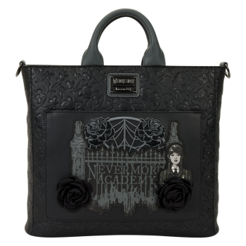 Wednesday Black Roses Convertible Backpack & Tote Crossbody Bag